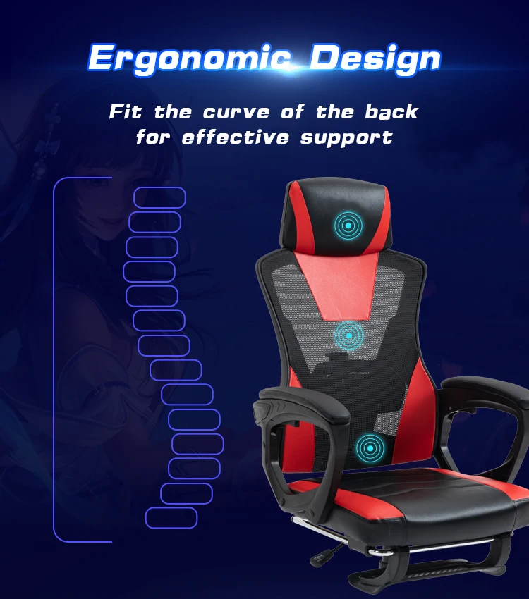 Wholesale Gamer Custom Racing Style Ergonomic Computer Mesh Type Gaming