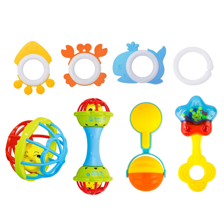 
Wholesale infant teether set hand bells baby rattle plastic rattles toys 