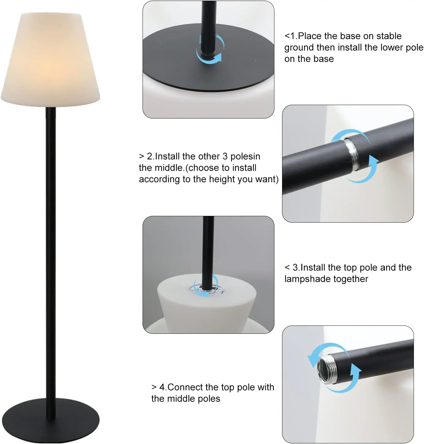 Outdoor Floor Lamp Solar Lamps Outdoor Waterproof,Smart