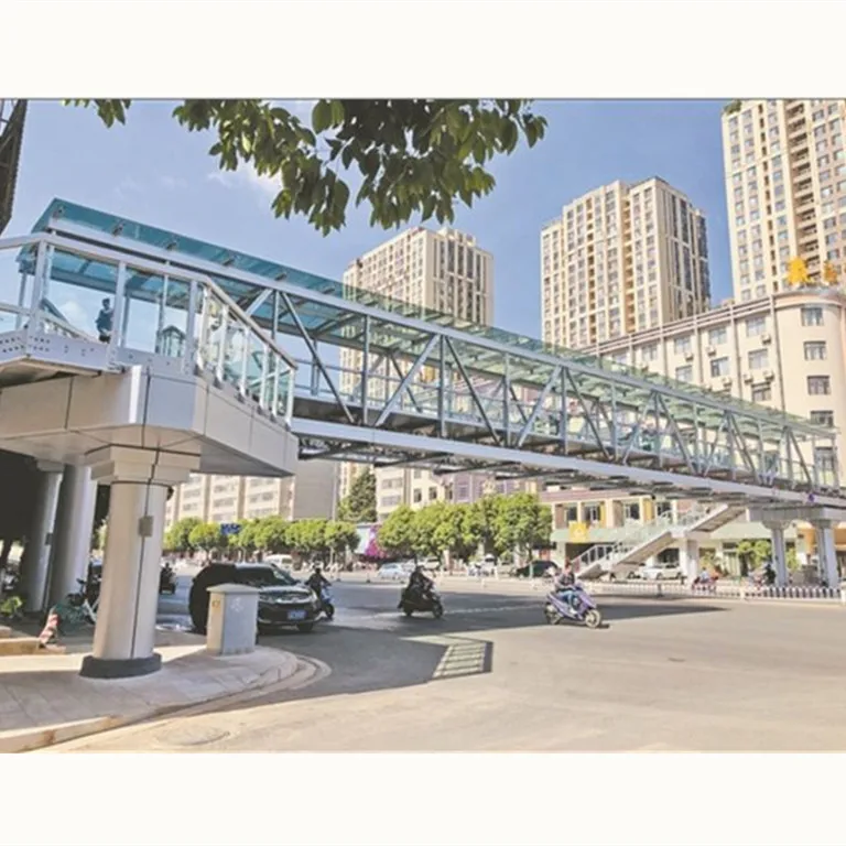 Prefab Steel Structure Overpass Pedestrian Bridge Glass Canopy Steel Overhead Bridge