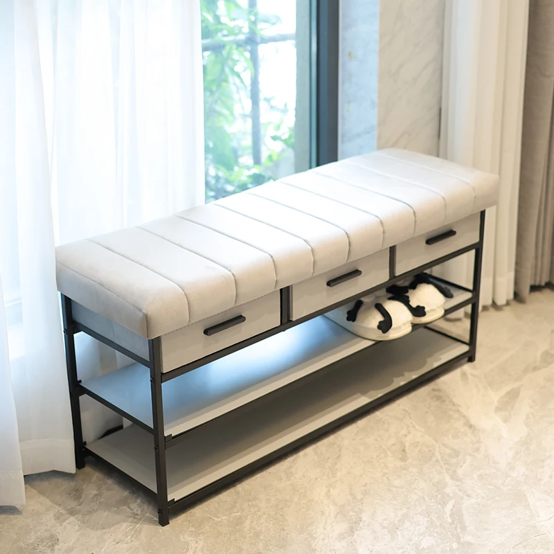 Customized Modern Metal Shoe Rack Bench Shoe Organizer Space Saver Modern Shoe Cabinet,seating Living Room Furniture