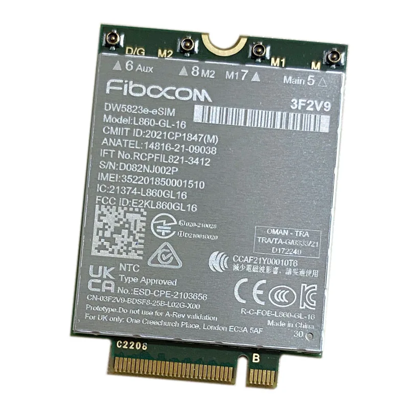 Dw5823e Dw5823e-esim Fibocom L860-gl-16 Cat16 Multimode Lte Wcdma ...