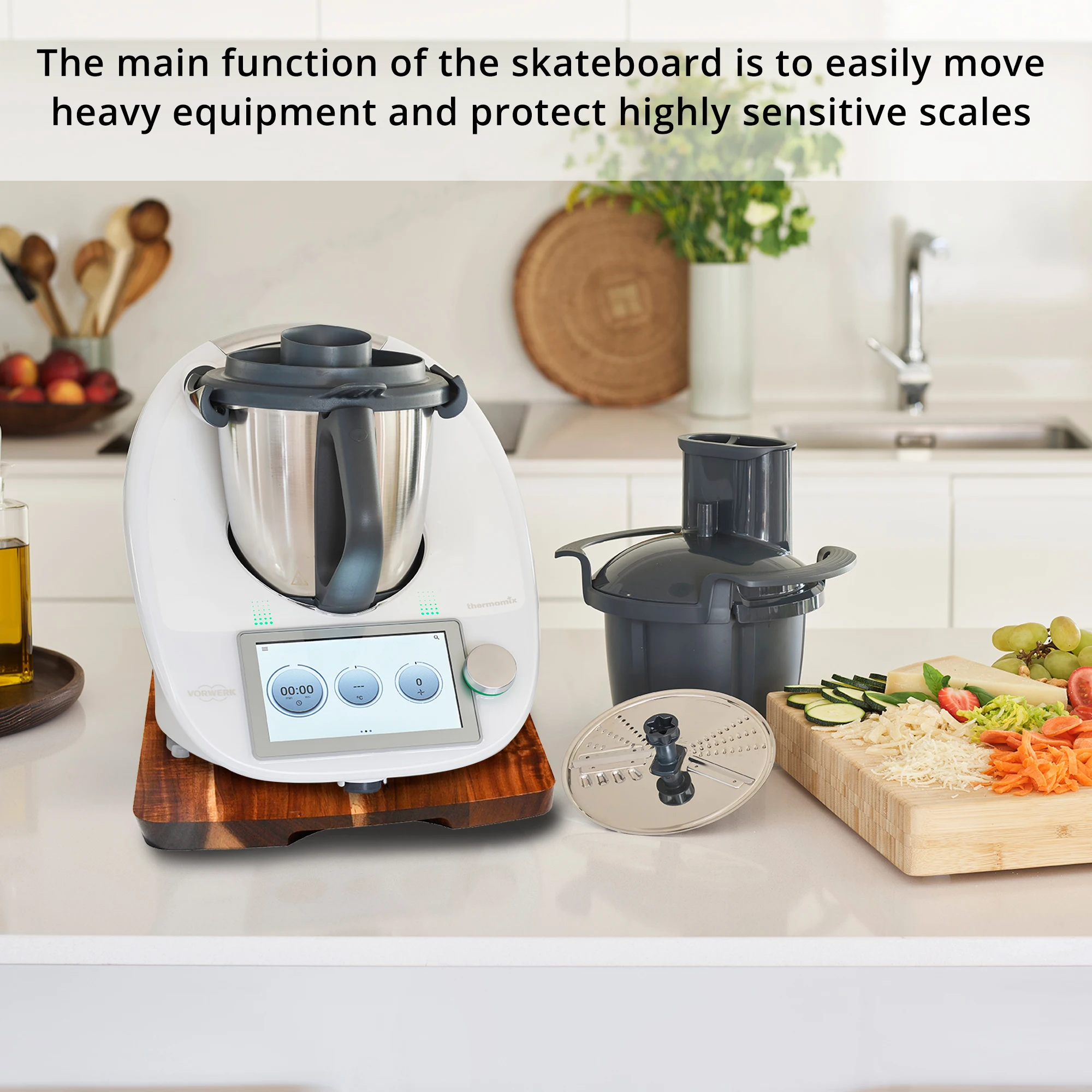 Кухонная деревянная раздвижная доска с подвижным ползунком легкая и надежная подставка для термомикса TM5