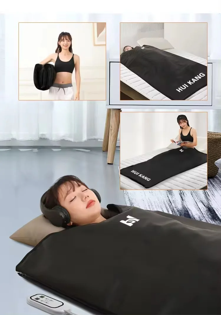 Portable Far Infrared Sauna Blanket with 1 Year Warranty 180x180cm Size and 110-240V Voltage for Home Use