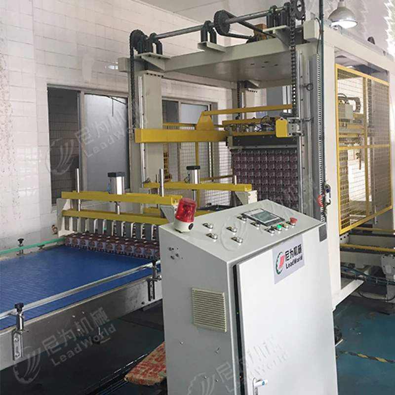Leadworld Automatic Production Packaging Line Empty Tin Can Fruit Canning Palletizer Stacking Machine End of Line Packing