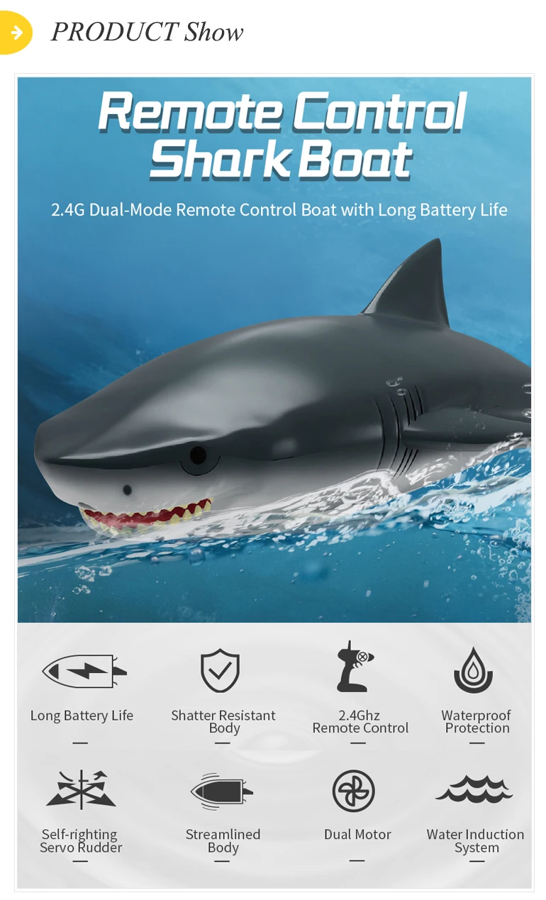 Waterproof Toy 2in1 Mini Shark Boat 