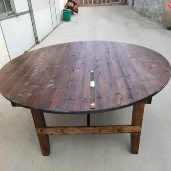 60" Farm Folding Rural Vintage Round Dining Table for 10 People