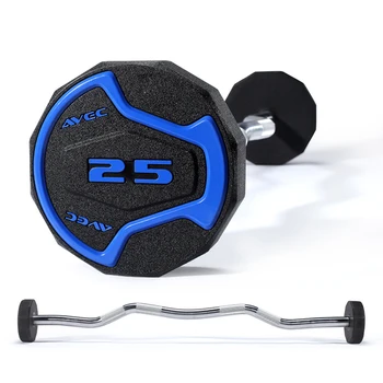 CPU Curl Barbell Set Weight Lifting for Gym Training PU Barbell