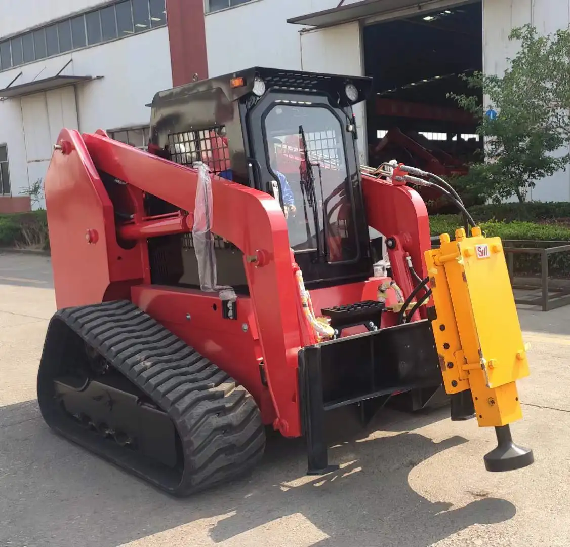 Telescopic Boom Small Skid Steer Loader 1.2 ton TS100 with Pile Driver Hammer