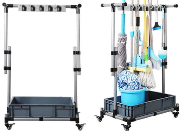  Movable Broom Mop Holder,Commercial Cleaning Tool Cart