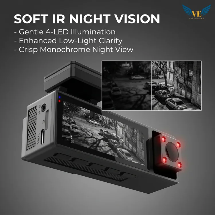 VIEVGUARB GT807 Dash Cam Waterproof Night Vision G-Sensor Loop Recording App Control 4K WiFi GPS Parking Monitor 3 Channel