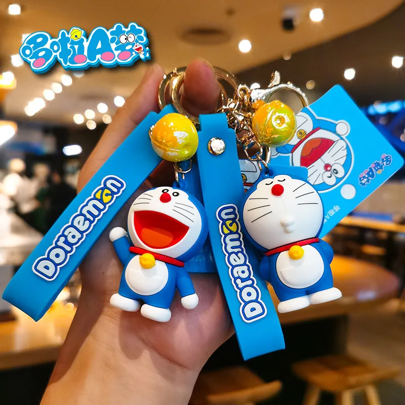 Hot Selling Doraemon 3D Soft Rubber PVC Keychain Custom Labubu Silicon Key Tag Car Keys Accessories with Cartoon Keyring