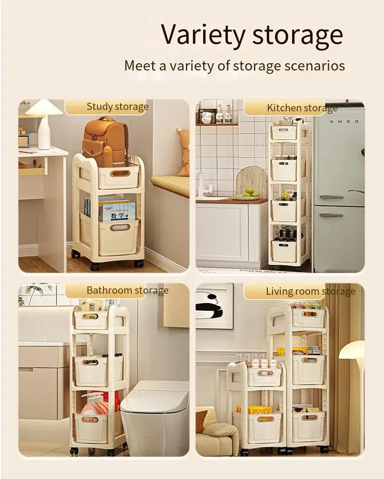 Movable Trolley Book Storage Rack Multi-layer Schoolbag And Desk ...