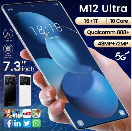 Téléphone Portable M12 Ultra 5,45 Pouces Débloqué, Smartphone HD 854x480,  512 Mo de RAM + 4 Go de ROM, Double SIM Dual Standby Téléphone Portable Pas