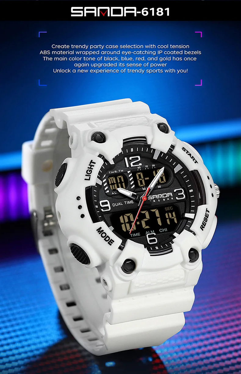 Sanda 6181 Luxury Waterproof Sports Watch for Men
