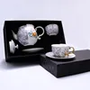 Purple Parrot & Peony - Ceramic Teapot + 2 Cups & Saucers