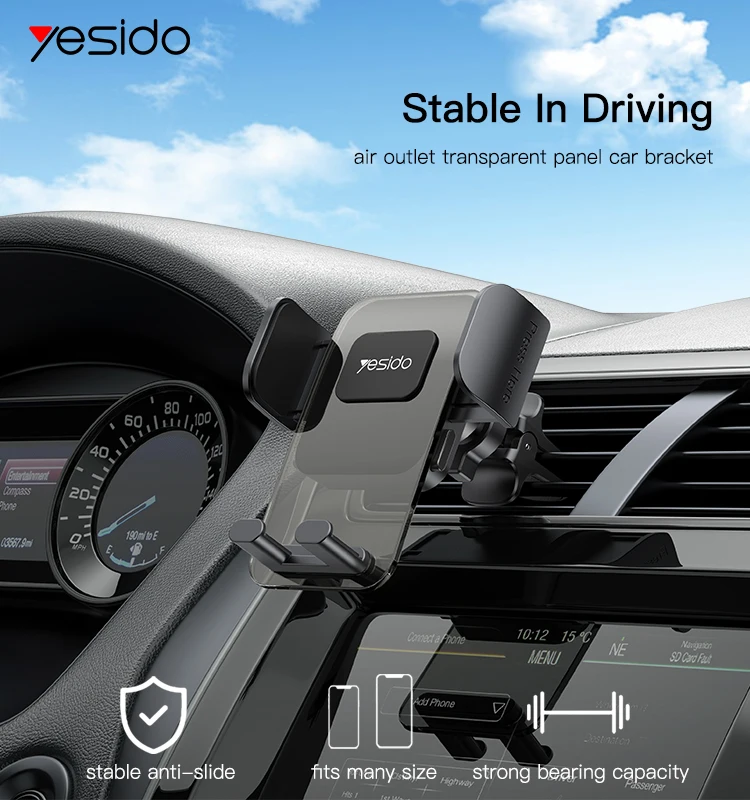 C163 Yesido Hot Selling General Motors Phone Holder Transparent Air Vent Mobile Phone Holder for Car