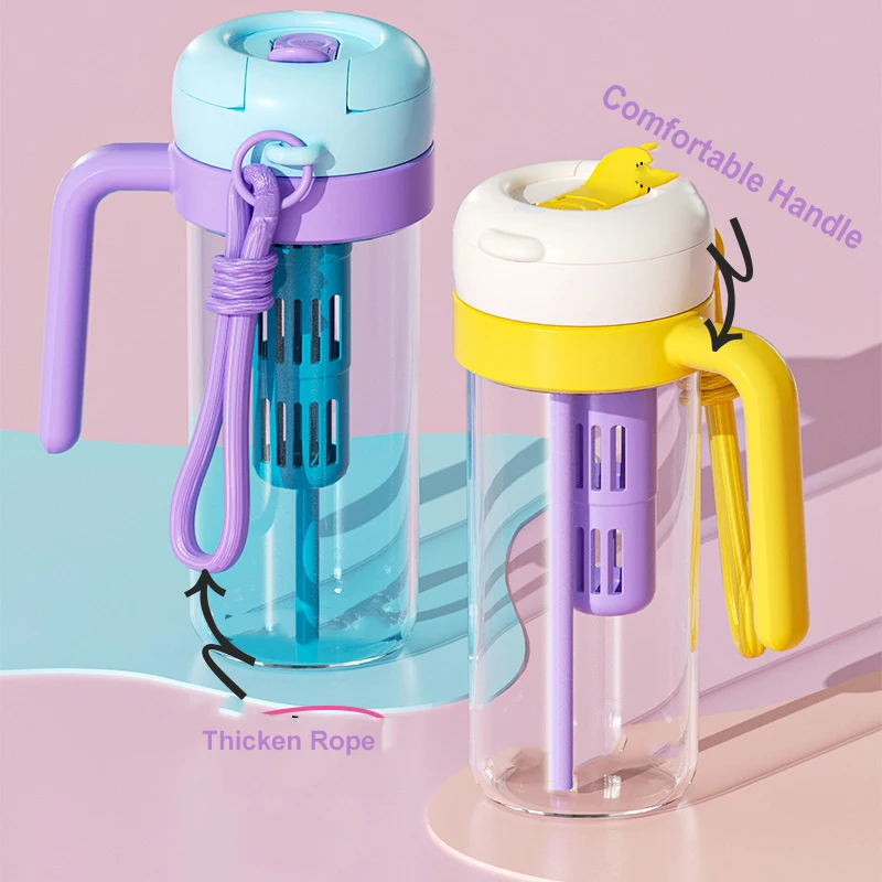 900Ml 30Oz Plastic Tumbler With Handle Straw Handgrip Two Drinking Way Bpa Free Water Bottles