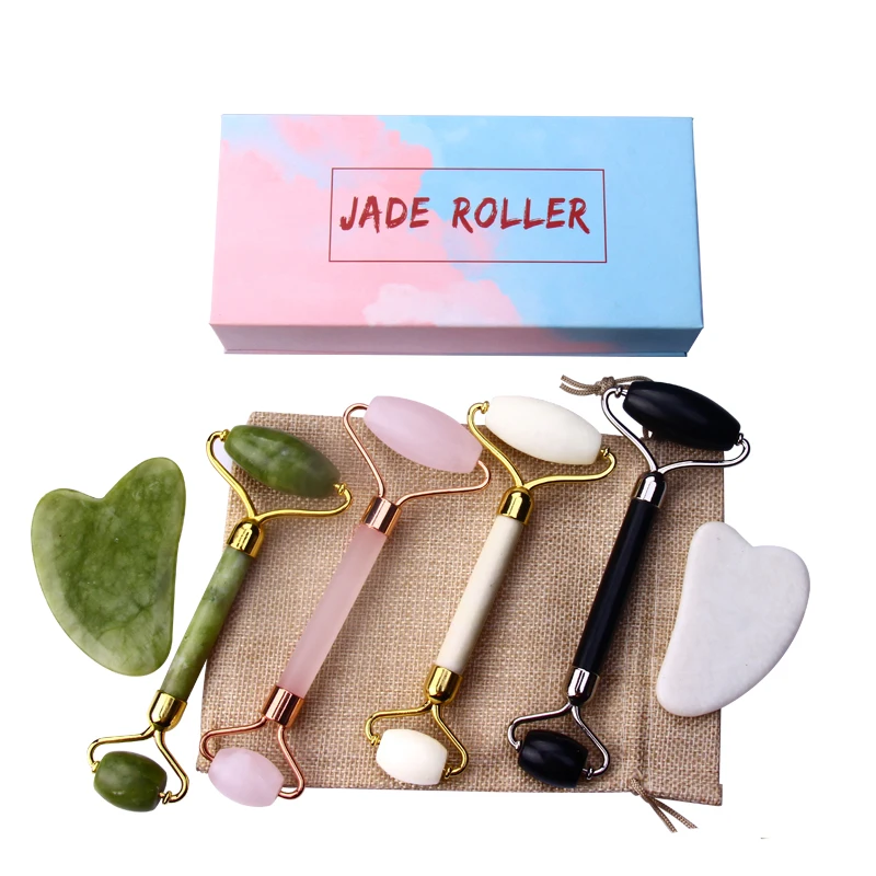 Best 100%Natural Jade Private Label Factory Low Price High Quality Facial Anti Aging Rose Quartz  Face Roller Massage