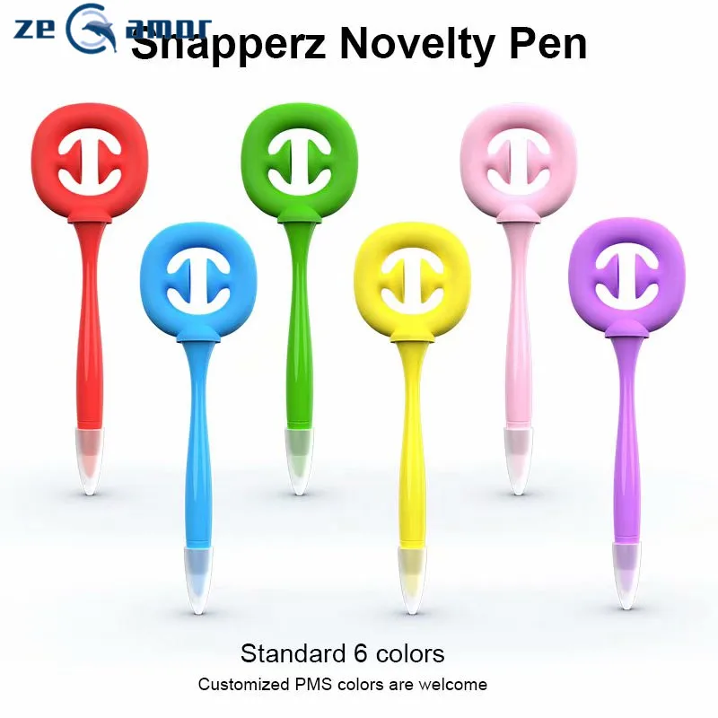 
Zeamor pluma 2021 new design stress relief toy for kids and adults promotional rubber novelty snapper pen 