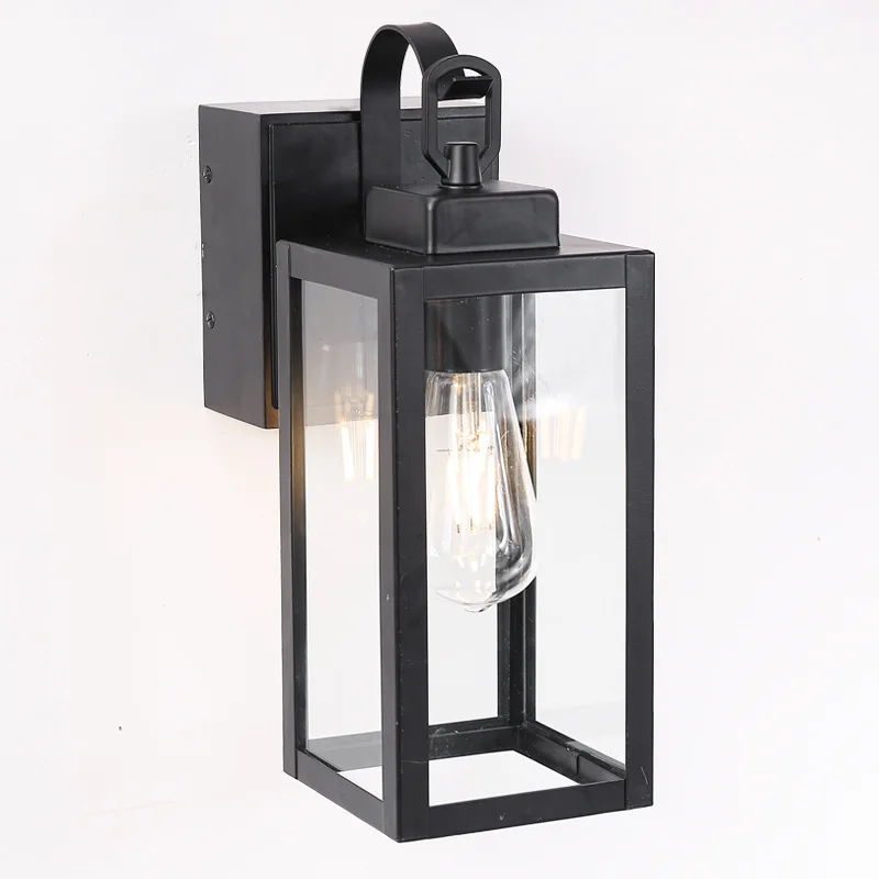 American Style Square Garden Outdoor Wall Lamp Socket Waterproof Industrial Balcony Entrance Corridor Light