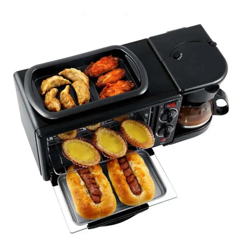 2025 Best-Selling Three-in-One Household Electric Toaster Oven Coffee Maker Deep Fryer for Breakfast