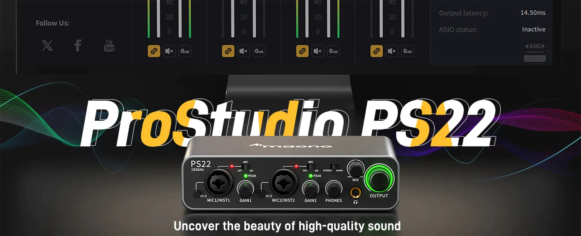 Maono Ps22 Professional Audio Mixers Interfaces External Sound Card