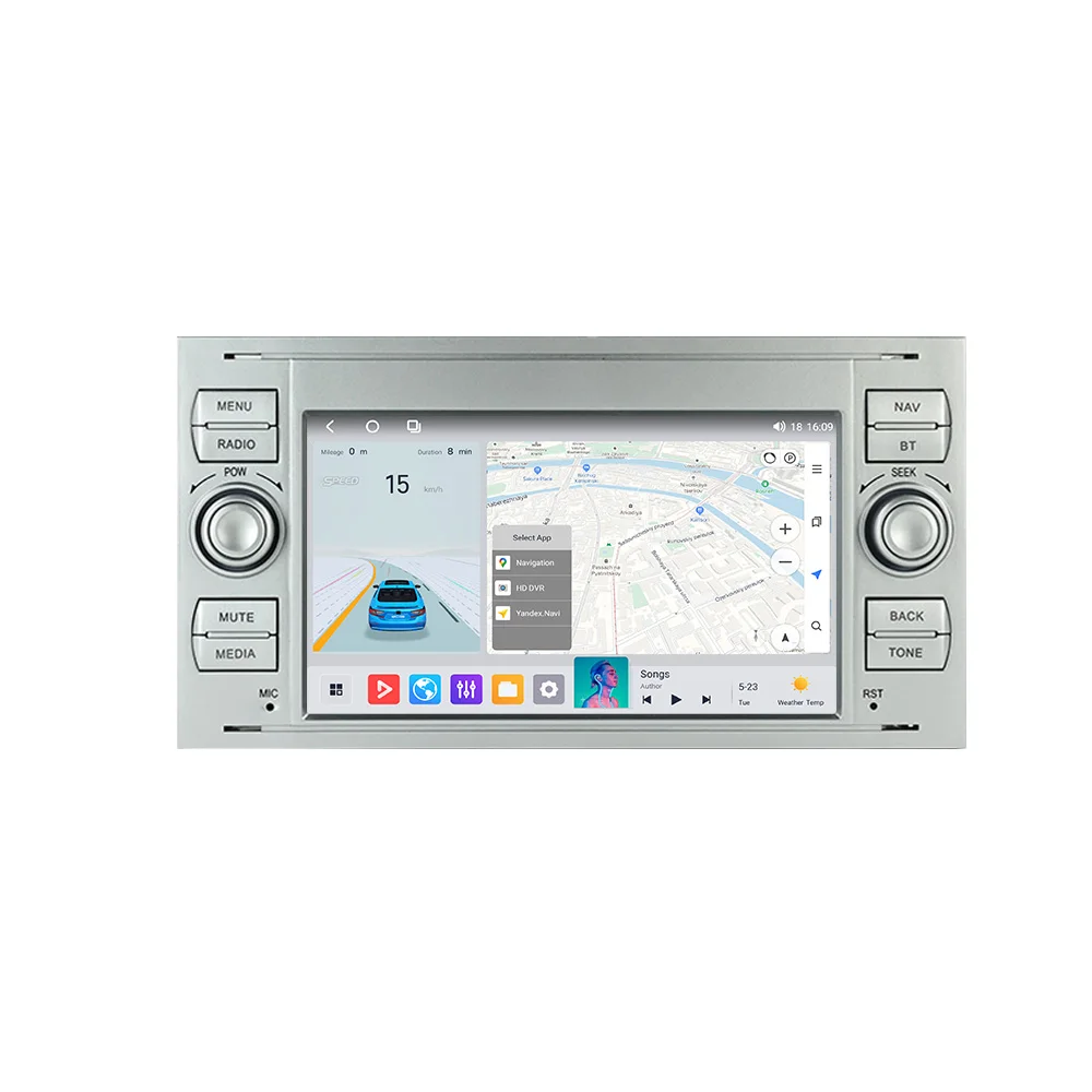 MEKEDE EU Lagerbestand 7-Zoll-Android-Autoradio mit DVD-Player und Touchscreen in Schwarz und Silber für Ford Focus (Baujahre 2004–2007)_voghion.com