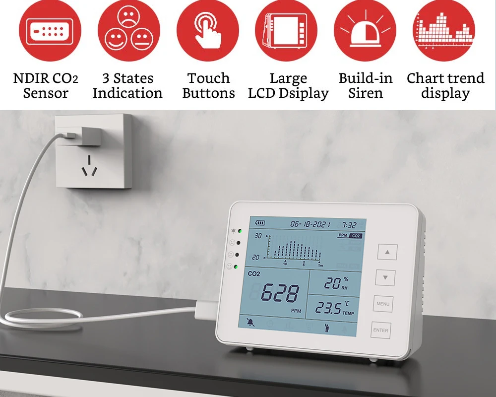 Data Logger Indoor Air Quality Co2 Meter For School,Indoor Carbon