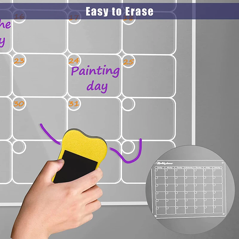Акриловый магнитный календарь для холодильника с ежемесячным планировщиком 16x12