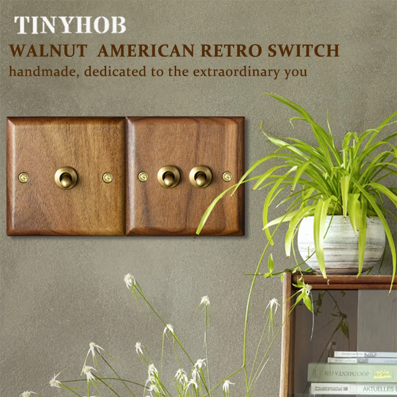 Brass Switch,220v 10a Vintage Toggle Light Pull Switch Wood Panel 1/2/3 ...