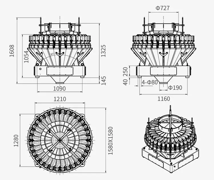 32 Head Mixing Multihead Weigher Automatic Filling Machine Nuts Sugar Packing Machine