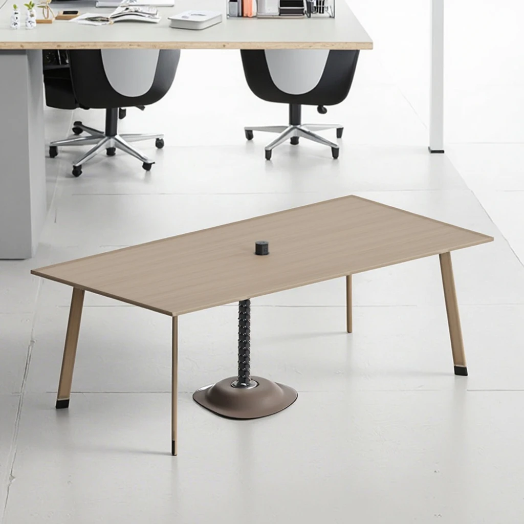 Contemporary Wood Foldable Convertible Conference Table with Clamp-Finished Legs for Office Meeting Rooms 5