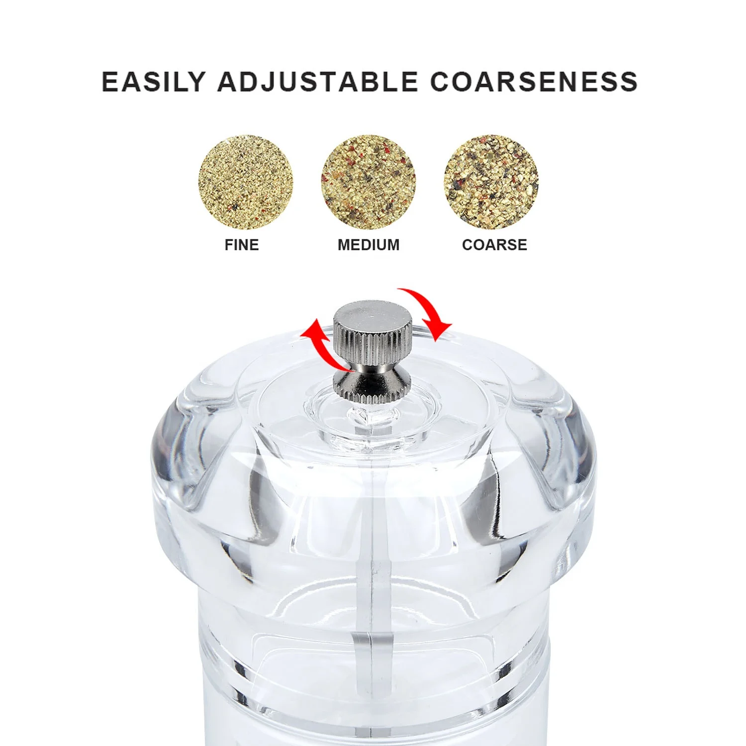 High Quality 4 Compartments Large Capacity Acrylic Salt and Pepper Mill Spice Grinder for Kitchen