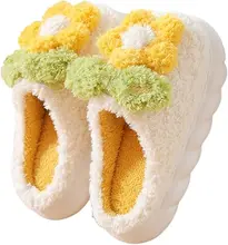2025 New Trending Winter Plush Slippers Super Soft Flower Pattern Plush Slippers Custom Slippers for Woman Wear Indoor Outdoor