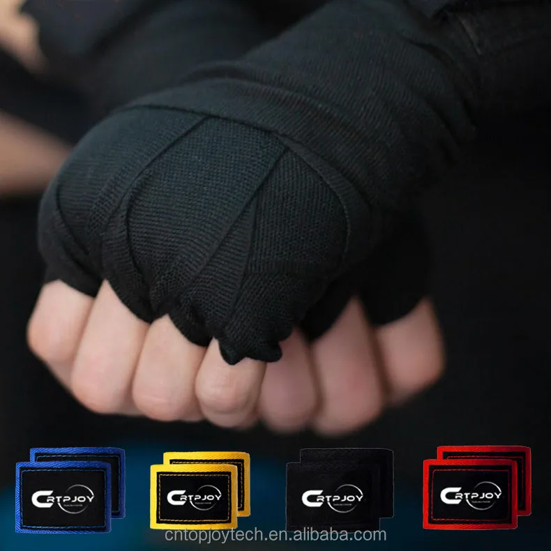 High Quality Custom Logo 180inch Printing Pure Muay Thai Cotton Wrist Wraps Boxing Bandage Hand Wraps