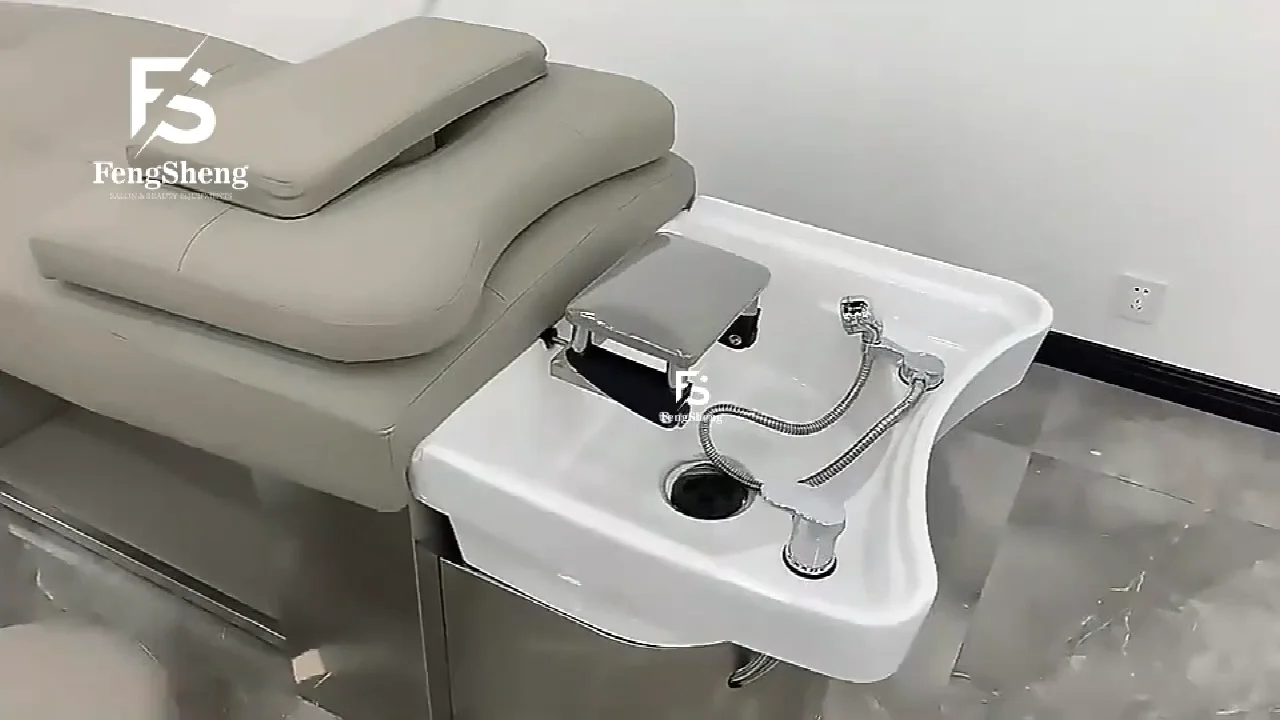 New Design Thai Curved Ergonomic Shampoo Massage Bed With Stainless