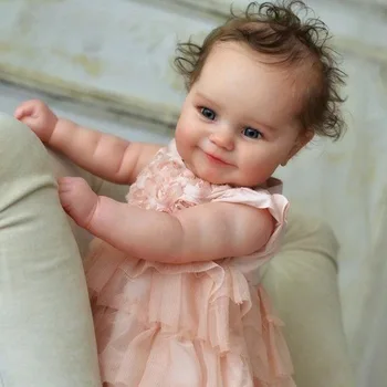Full Silicone Reborn Baby Doll With Curly Hair Cute Rubber Baby Girl