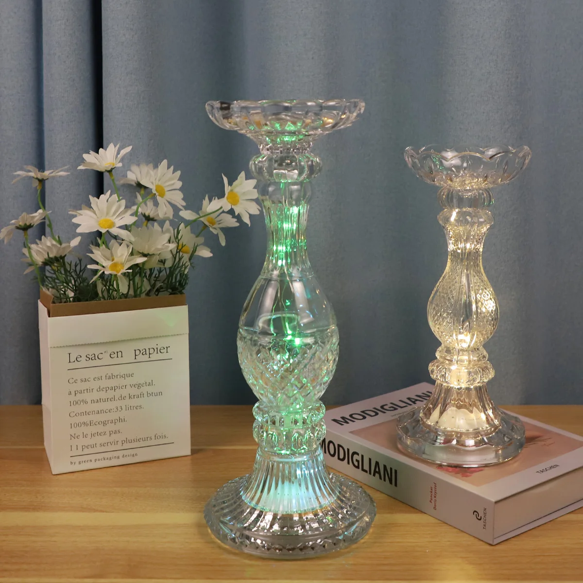 glittering candles wholesale candle container tea light holder transparent candlestick holders for dinner table centerpiece