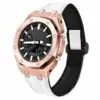 Sandblast Rose Gold Case + Carbon Fiber Buckle White Nylon Strap