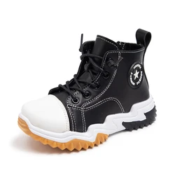 Детские ботинки с хлопковой подкладкой и плюшевой подкладкой, зима 2021, новая утолщенная теплая обувь для мальчиков, зимняя водонепроницаемая обувь