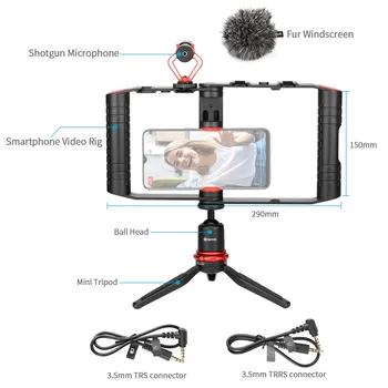 BOYA BY-VG380 Video Kit for Smartphone Microphone Set with BY-MM1 Mic for IOS Android Vlogging Podcasting Recording product image