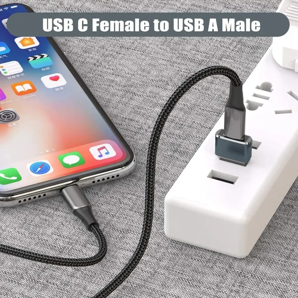 USB tipo C hembra a USB 3,1 macho Adaptador convertidor cargador para Samsung iPhone15