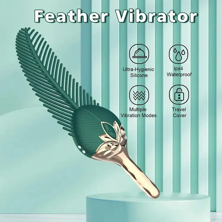 10-Frequency Swing Oscillation Feather Titillator 2-in-1 G-Spot Massage Adult Female Masturbator Vibrator Sex Toy