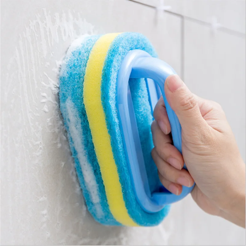 With handle brush Cleaning brush sponge Kitchen cleaning pot cleaning dish washing brush sponge thick supplier