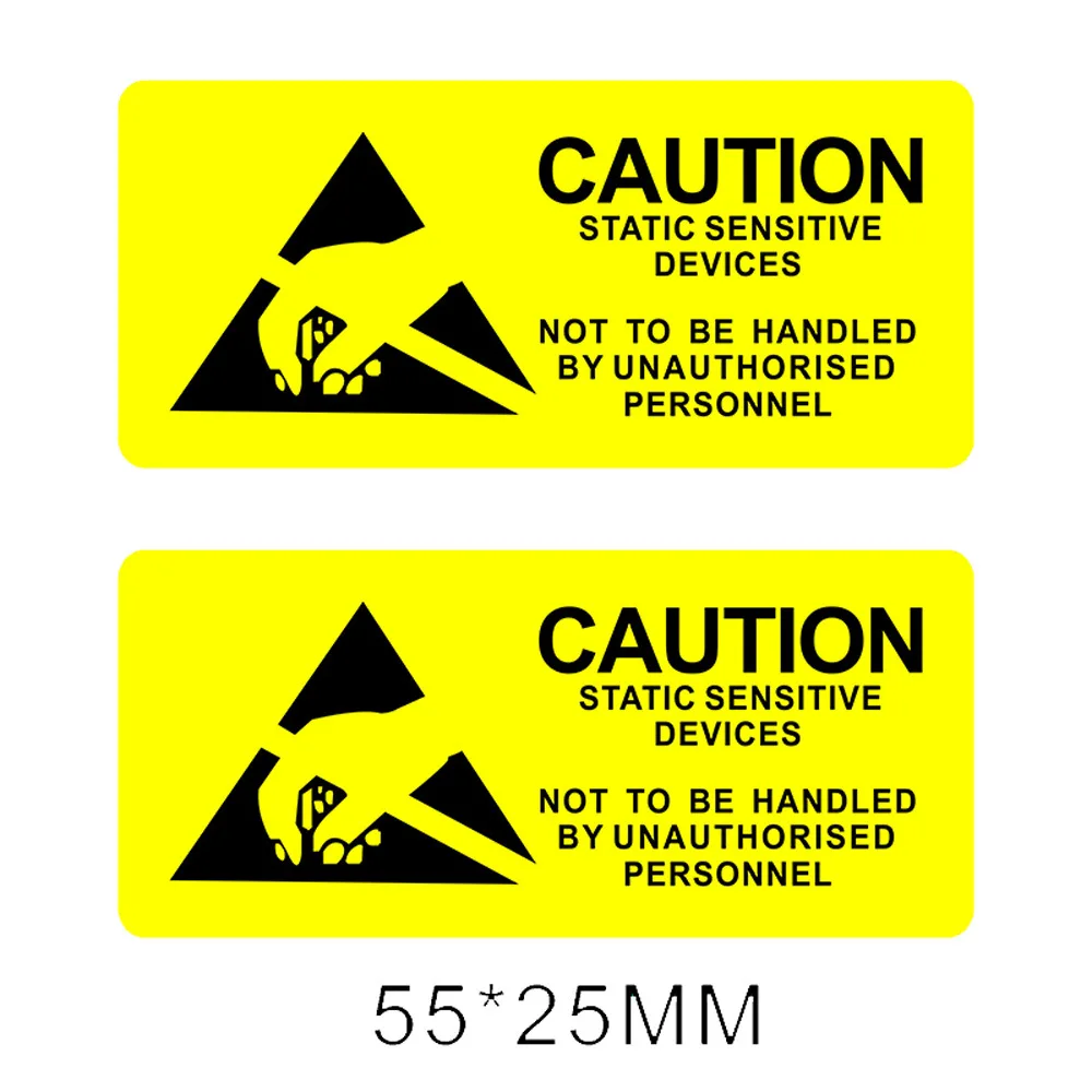 strong adhesive Antistatic Caution Warning Sticker 120pcs Yellow 1.88" 