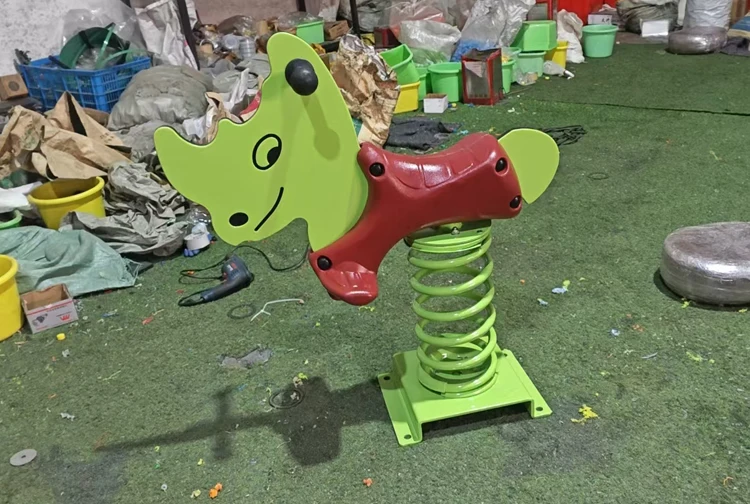 Funny Indoor/Outdoor Plastic Spring Riding Horse Amusement Park Facilities Children's PE Board Rocking Horse Toys