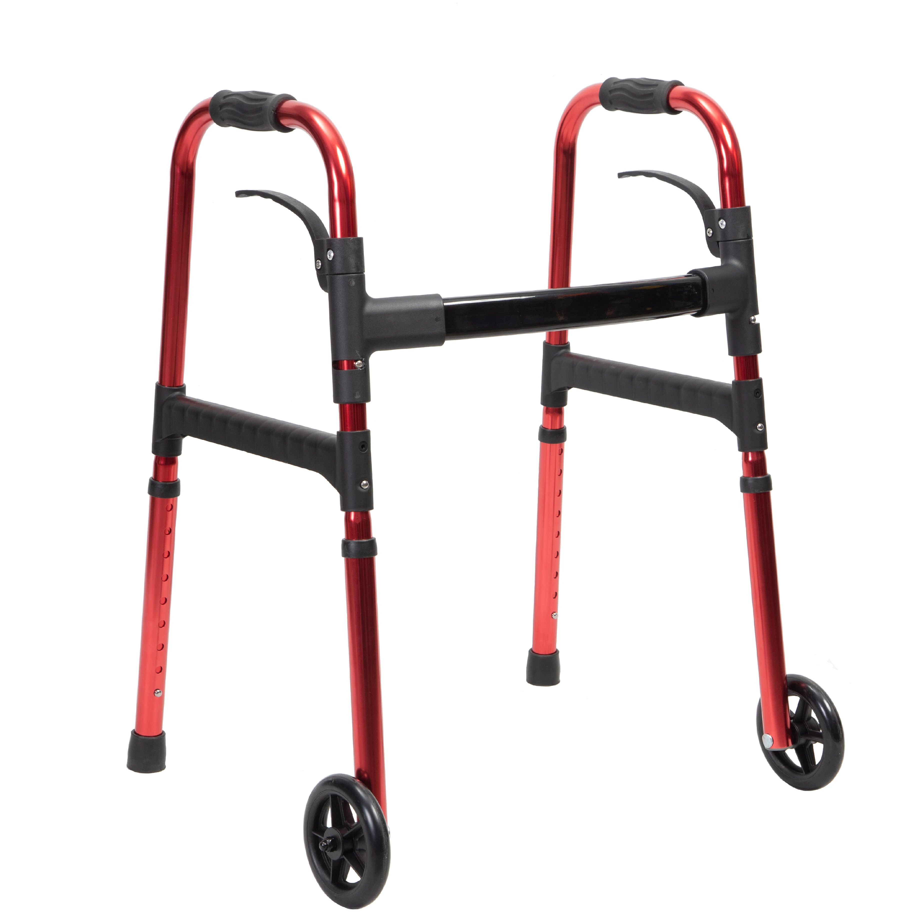 Medical Heavyduty Adult Folding Walker With Wheels And Handbrakes