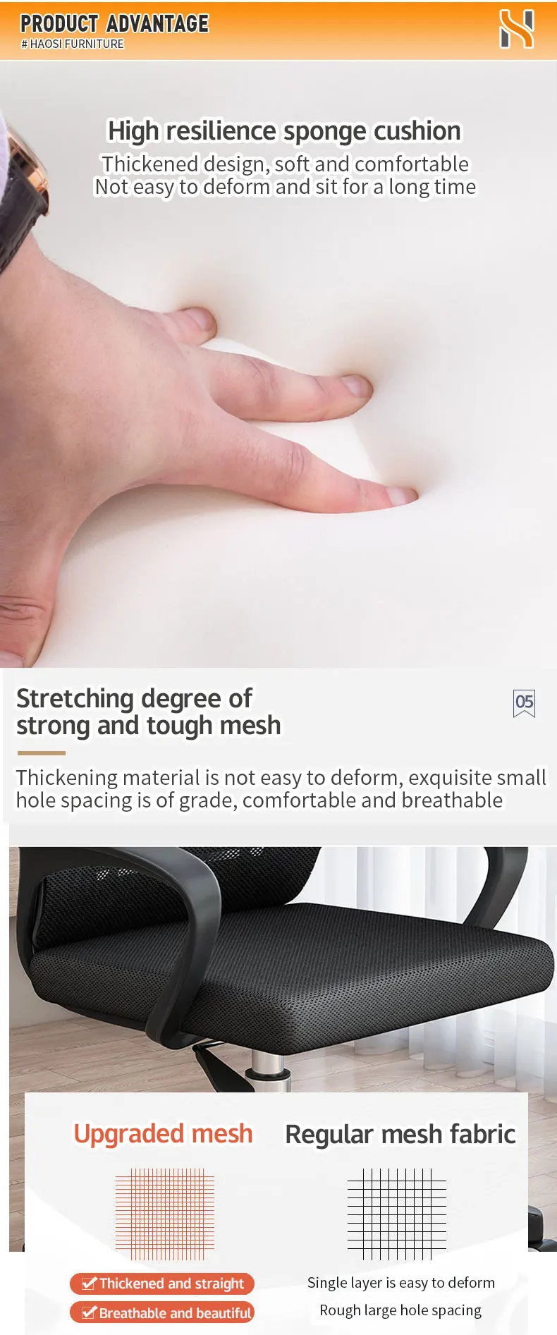 Haosi Factory Price Modern Olx Office Chair Furniture Ergonomic Chair