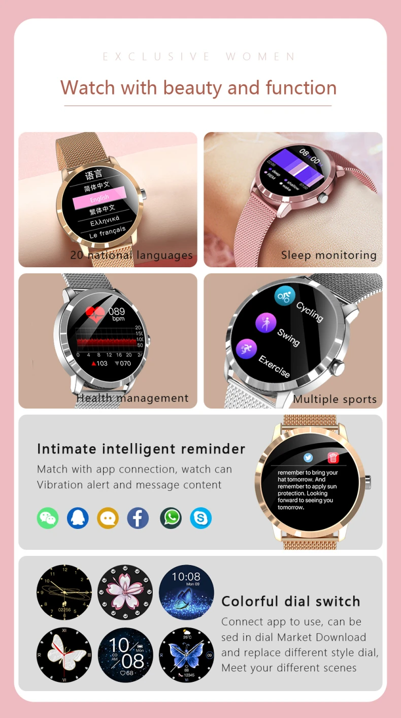 Steel Gold Smartwatch Q8L Blood Pressure Heart Rate Sport Smart Watch for Women Men Smartwatch (2).jpg
